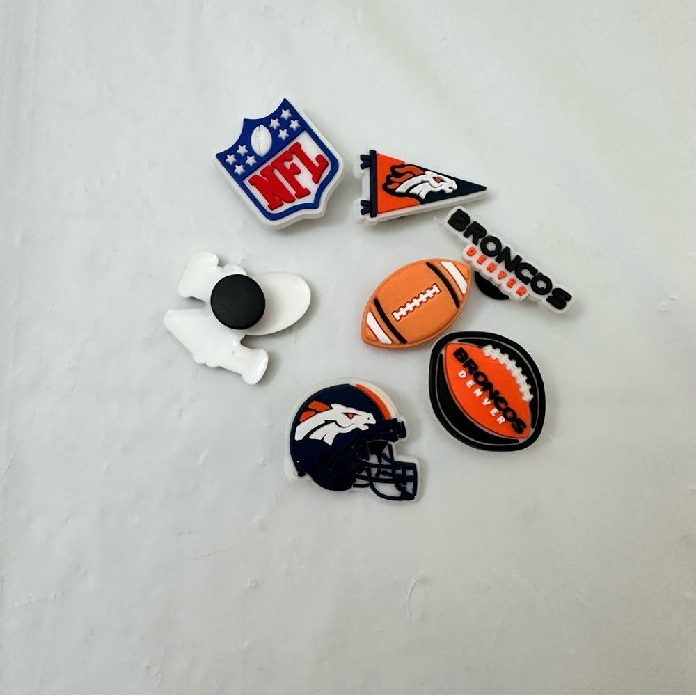 Denver Broncos NFL Football Helmet Shoe Charms Set for Women - Picture 2 of 3